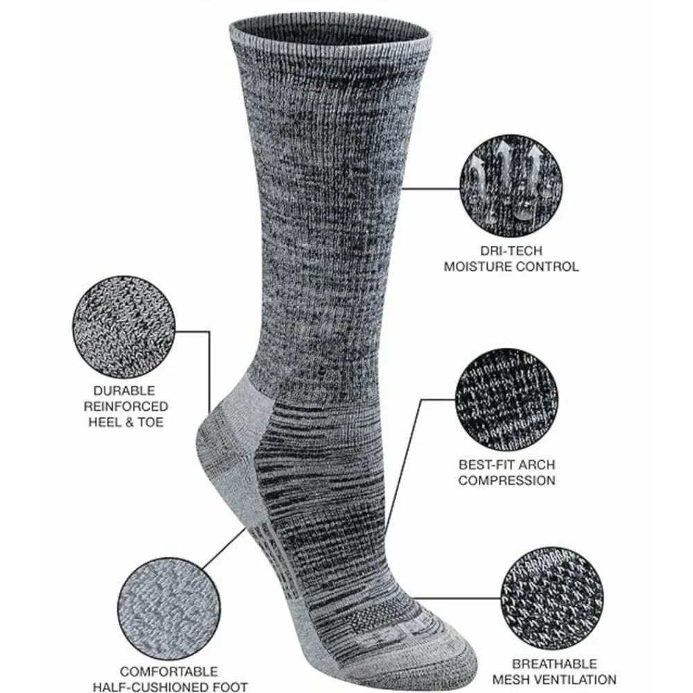 6 Pairs Women's Dri-tech Moisture Control Crew Socks Multipack